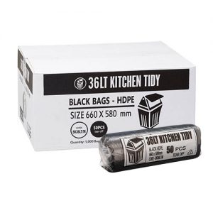 36L Med Kitchen Tidy Liner HDPE - Black