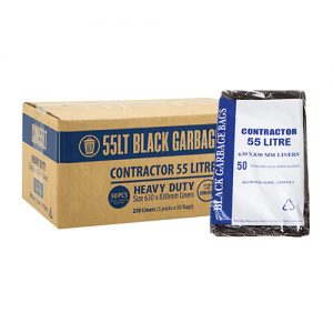 55L Contractor Black Bin Liner HDPE