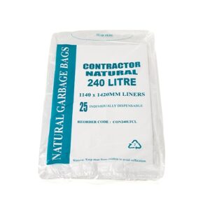 240L Contractor Clear Garbage Bags