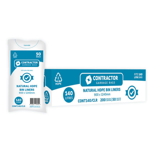 140L Contractor Clear Garbage Bags
